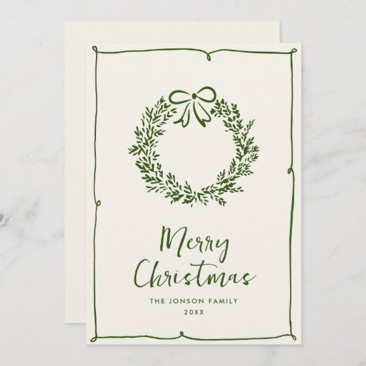 手描きファンキー落書きレトロクリスマス シーズンカード (正面/裏面)