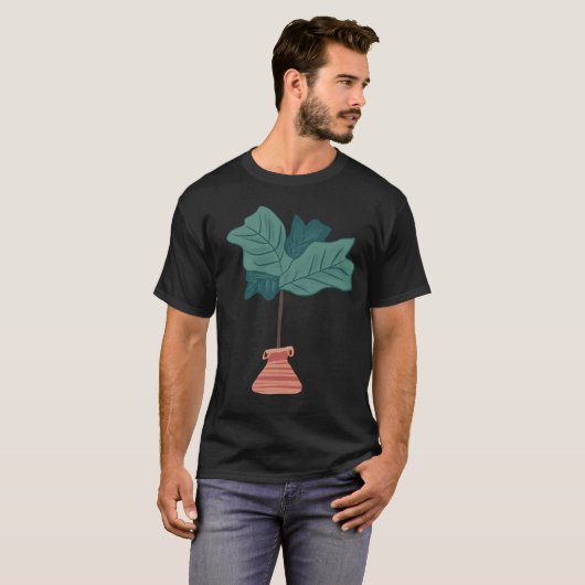 手描きフィドルツリー・リーフ・ハウスプラント Tシャツ (正面フル)