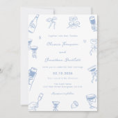 手描きフォトダスティブルー結婚ズ 招待状 (正面)