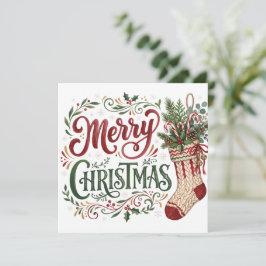手描きフォントのクリスマス・ストッキングの写真 カード