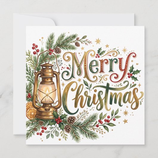 手描きフォントのクリスマス 赤いトラックの写真 カード (正面)