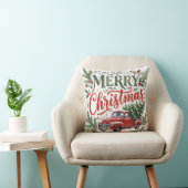 手描きフォントのクリスマス 赤いトラック 写真 クッション (椅子)