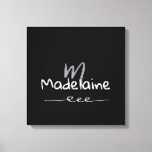 手描きフォント モノグラム 白黒 キャンバスプリント (正面)
