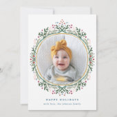 手描きフォークワイルドフラワーリースクリスマスフォト シーズンカード (正面)