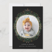 手描きフォークワイルドフラワーリースホリデーフォト シーズンカード (正面)