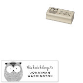 手描きフクロウこの本は名前をカスタムする ラバースタンプ (押印)