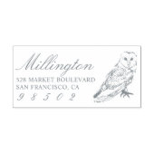 手描きフクロウファミリー名スクリプト差出人住所 セルフインキングスタンプ (デザイン)