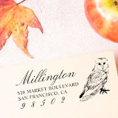 手描きフクロウファミリー名スクリプト差出人住所 セルフインキングスタンプ