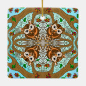 手描きフクロウ曼荼羅 セラミックオーナメント (裏面)