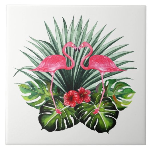 手描きフラミンゴ装飾セラミック写真タイル タイル (正面)
