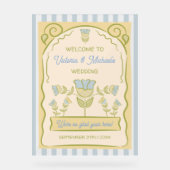 手描きフラワーシードパケットデザインウェルカムサイン アクリルサイン (正面)