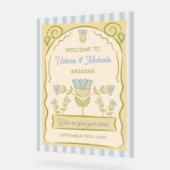 手描きフラワーシードパケットデザインウェルカムサイン アクリルサイン (傾斜)