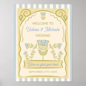 手描きフラワーシードパケットデザインウェルカムサイン ポスター (正面)