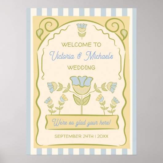 手描きフラワーシードパケットデザインウェルカムサイン ポスター (正面)