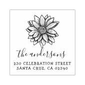 手描きフラワースクリプトの名前と差出人住所 ラバースタンプ (インプリント)