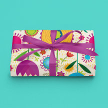 手描きフラワーフラットシートラッピング紙