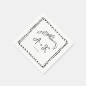 手描きフランスのおもしろい結婚モノグラム スタンダードカクテルナプキン (角)