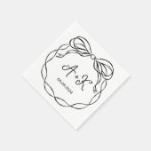 手描きフランスのブラック結婚ズモノグラム スタンダードカクテルナプキン (角)