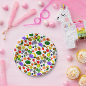 手描きフルーツメドレー模様 ペーパープレート (パーティー)