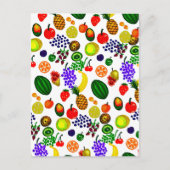 手描きフルーツメドレー模様 ポストカード (正面)