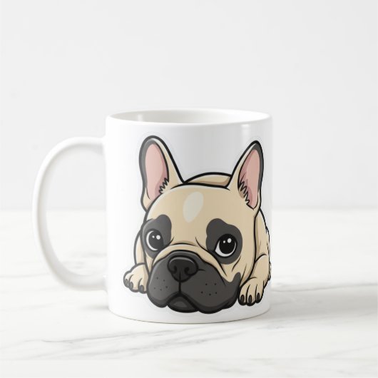 手描きフレンチブルドッグ モノクロ コーヒーマグカップ (左)
