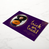 手描きフレームのハロウィン写真カード - トリックオアトリート 箔シーズンカード (回転した状態)