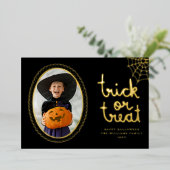 手描きフレームのハロウィーンカード お菓子をくれなきゃイタズラしちゃうよ！ 箔シーズンカード (立ち正面)