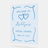 手描きフレームブルーブライダルシャワーアクリル記号 アクリルサイン (傾斜)