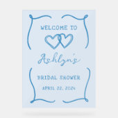 手描きフレーム ブルー ブライダルシャワー アクリルサイン (正面)