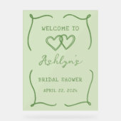 手描きフレーム 緑色 ブライダルシャワー アクリルサイン (正面)
