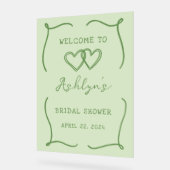 手描きフレーム 緑色 ブライダルシャワー アクリルサイン (傾斜)