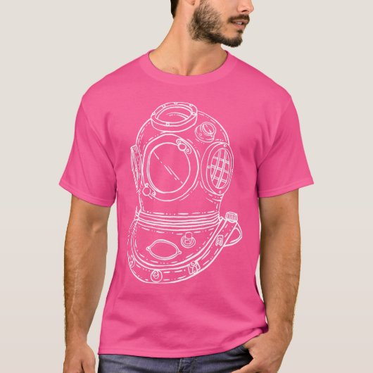 手描きフロシュマンダイビングヘルメット Tシャツ (正面)