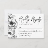 手描きフローラお洒落ボ結婚タン 出欠カード (正面)