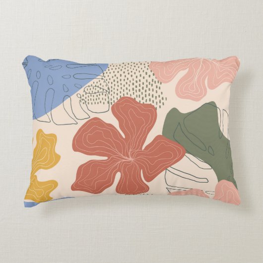 手描きフローラのシームレスなパターン、クリエイティブのコラグ アクセントクッション (正面)