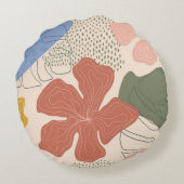 手描きフローラのシームレスなパターン、クリエイティブのコラグ ラウンドクッション (裏面)