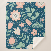 手描きフローラのステッチ生地。船員模様  シェルパブランケット (正面)