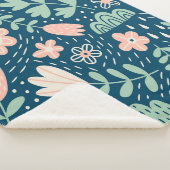 手描きフローラのステッチ生地。船員模様  シェルパブランケット (3/4)