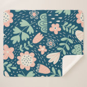 手描きフローラのステッチ生地。船員模様  シェルパブランケット (正面(横))