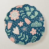手描きフローラのステッチ生地。船員模様 ラウンドクッション (裏面)