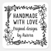 手描きフローラスクエア手作り愛 スクエアシール (正面)