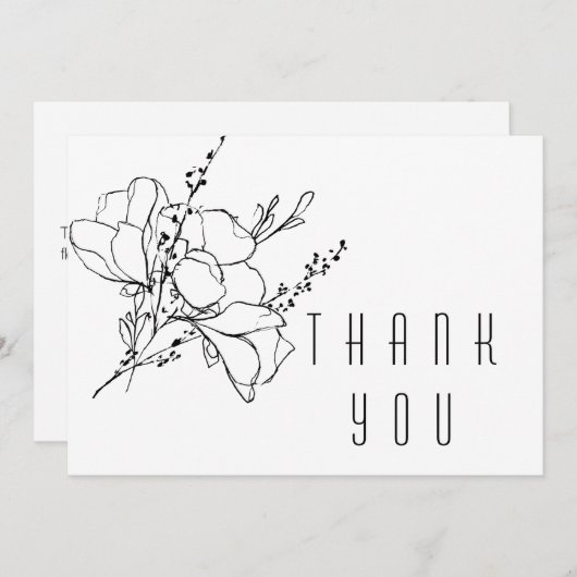 手描きフローラスプレー葬儀ありがとう サンキューカード (正面/裏面)