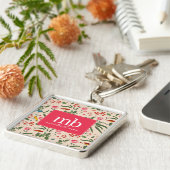 手描きフローラバズビーズボタニカルモノグラム キーホルダー (側面)