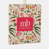 手描きフローラバズビーズボタニカルモノグラム セラミックオーナメント (右)