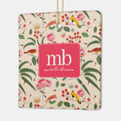 手描きフローラバズビーズボタニカルモノグラム セラミックオーナメント (左)