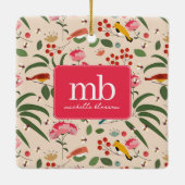 手描きフローラバズビーズボタニカルモノグラム セラミックオーナメント (裏面)