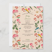 手描きフローラバツバツ植物性ベビースシャワー 招待状 (正面)