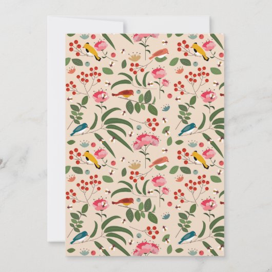 手描きフローラバードビーズボタニカル誕生日 招待状 (裏面)