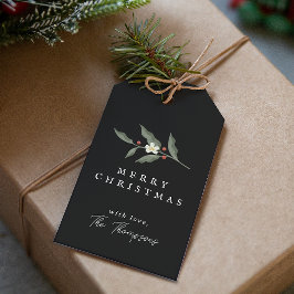手描きフローラブラッククリスマスプレゼントラベル ギフトタグ
