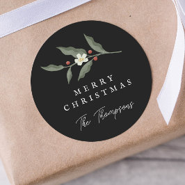 手描きフローラブラッククリスマスプレゼントラベル ラウンドシール