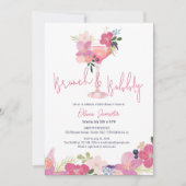 手描きフローラブランチと泡立ちブライダルシャワー 招待状 (正面)